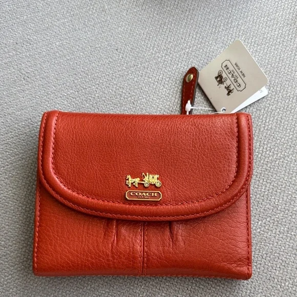 Coach Madison Flap Leather Wallet with Gold Accents - Picture 1 of 7